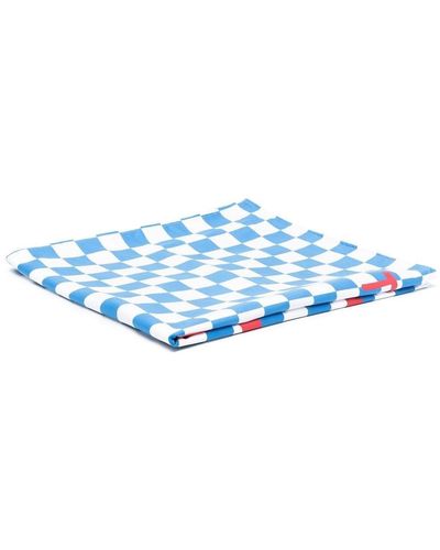 Mc2 Saint Barth Checkerboard-pattern Logo-print Towel - Blue
