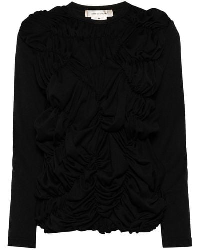 Comme des Garçons Ruched-detail Long-sleeved Top - Black