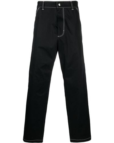Prada Pantalones rectos con costuras en contraste - Negro