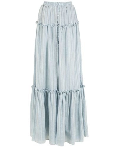 Olympiah Stripe-print Tiered Skirt - Blue