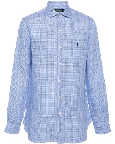 Polo Ralph Lauren Leinenhemd mit Karomuster - Blau