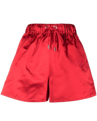 Sa Su Phi Drawstring-waist Satin Shorts - Red
