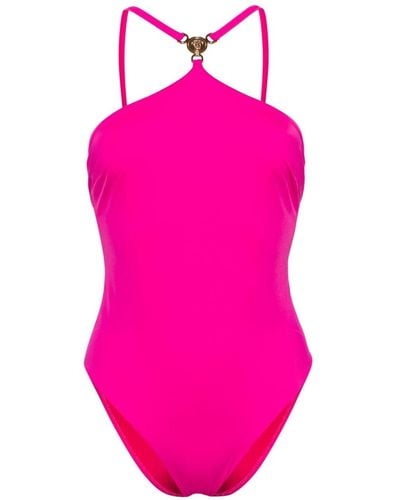 Versace Neckholder-Badeanzug mit Medusa-Schild - Pink