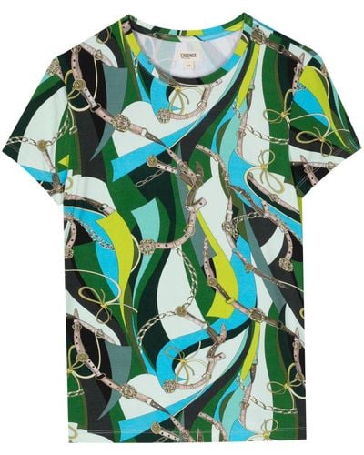 L'Agence Ressi T-Shirt mit Wirbel-Print - Grün