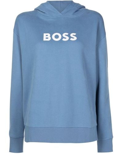 BOSS Hoodie mit Logo-Print - Blau