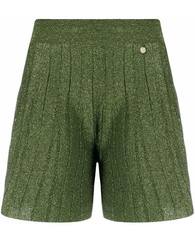 Liu Jo Glitter Ribbed-knit Shorts - Green
