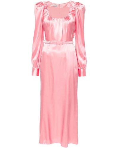 Alessandra Rich Belted Silk Midi Dress - Women's - Silk/polyamide - Pink
