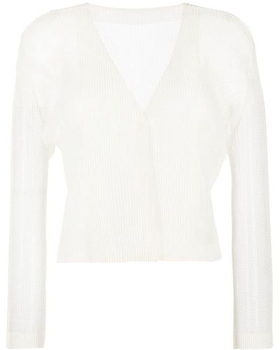 Pleats Please Issey Miyake Tatami April Cardigan - Weiß