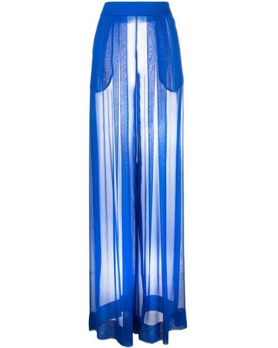 LAQUAN SMITH High-rise Wide-leg Silk Trousers - Blue