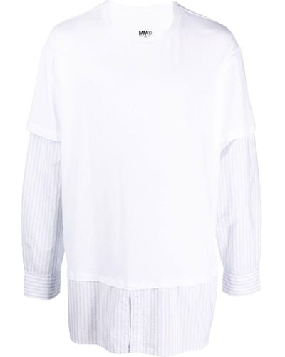 MM6 by Maison Martin Margiela T-shirt superposé à manches longues - Blanc