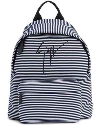 Giuseppe Zanotti Striped Embroidered-logo Backpack - Blue