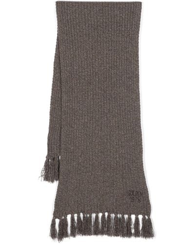 Golden Goose Logo-embroidered Knitted Scarf - Brown