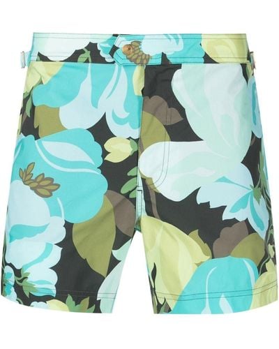Tom Ford Floral-print Swim Shorts - Green