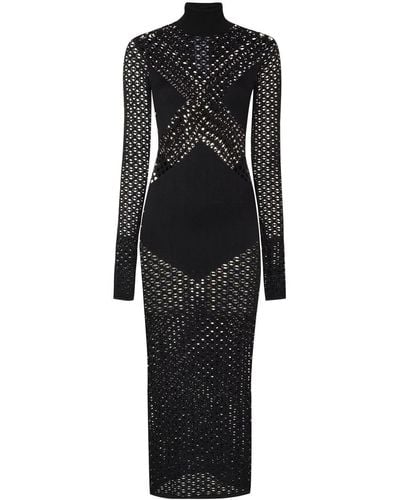 Dion Lee Pointelle-knit Fitted Dress - Black