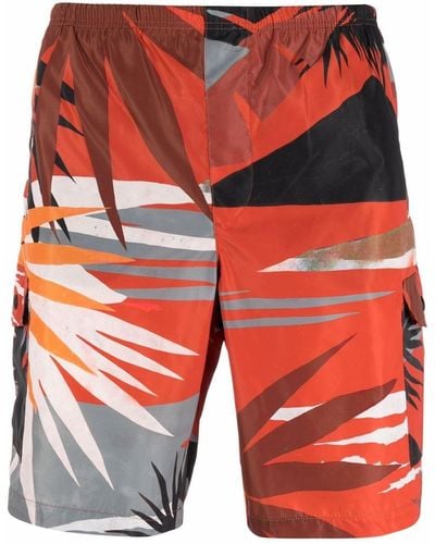 Palm Angels Hawaii-print Swim Shorts - Red