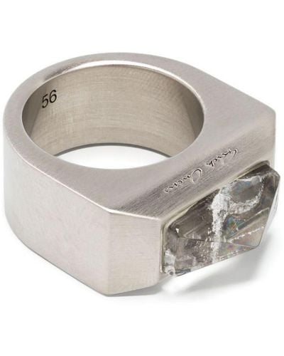 Rick Owens Luxor Ring mit Kristall in Pyramidenform - Grau