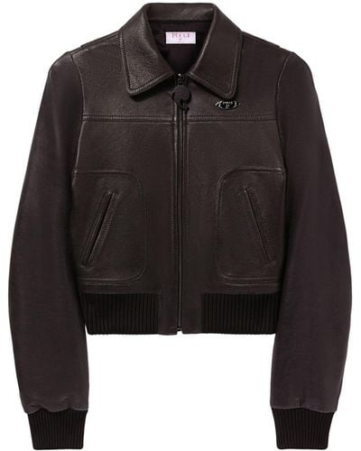 Emilio Pucci Logo-plaque Leather Jacket - Black