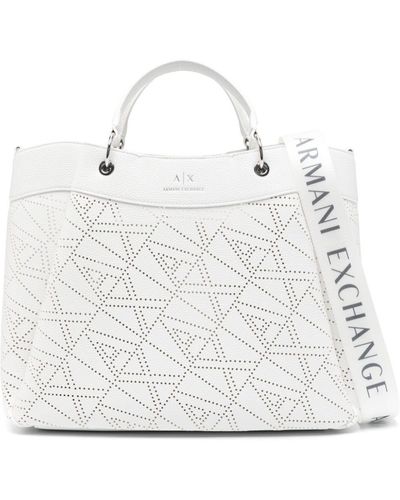 Armani Exchange Perforated-embellished Tote Bag - White