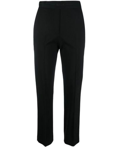 MSGM Pantalon court à taille à logo - Noir