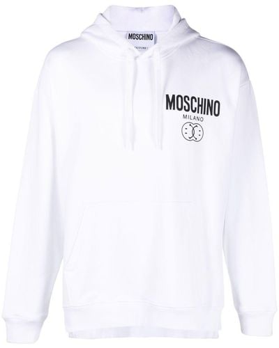 Moschino Hoodie en coton à logo imprimé - Blanc