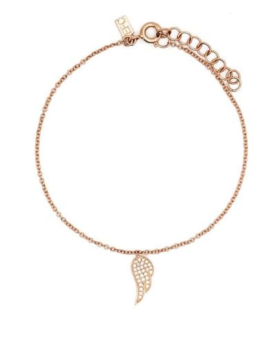 EF Collection 14kt Rose Gold Angel Wing Diamond Bracelet - White