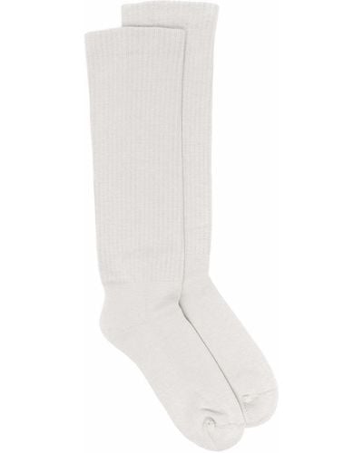 Rick Owens Intarsia-knit Logo Knee-length Socks - Gray