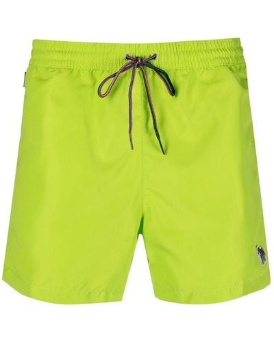 Paul Smith Logo-patch Drawstring Swim-shorts - Green