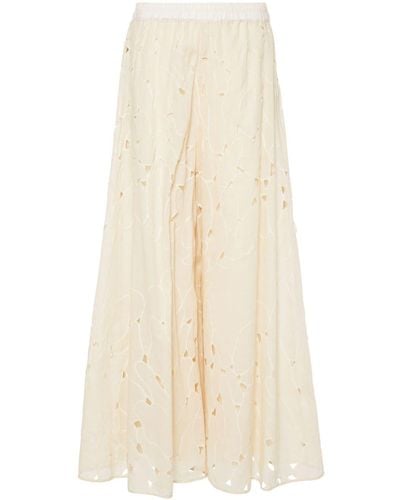 Gentry Portofino Cut-out Detailed Wide-leg Pants - Natural