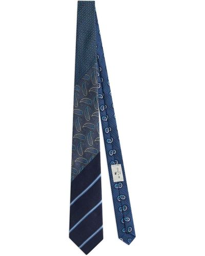 Etro Striped And Paisley Silk Tie - Blue