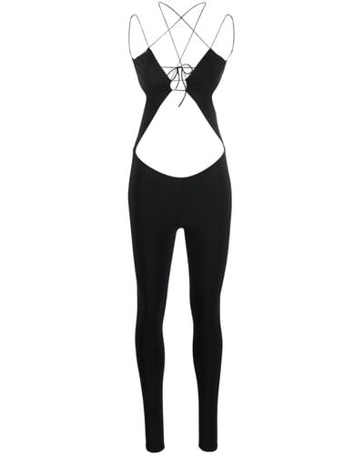 Amazuìn Cut-out Stretch-design Jumpsuit - Black