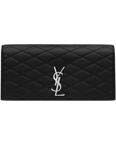 Saint Laurent Kate Quilted Leather Clutch - Black