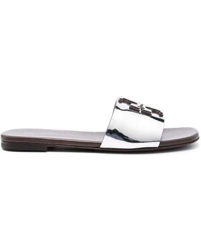 Tory Burch Ines Logo-plaque Flat Sandals - White