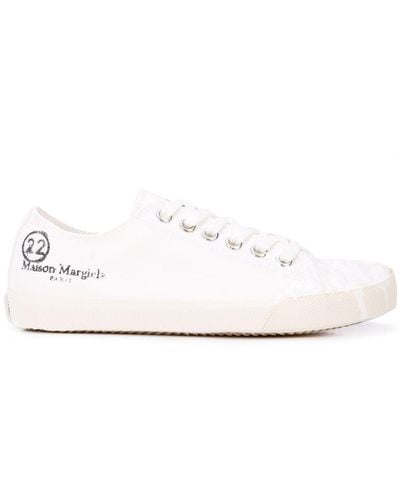 Maison Margiela Tabi Paint-splatter Sneakers - White