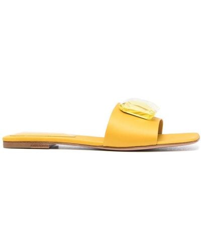 Gianvito Rossi Jaipur Crystal-embellished Slides - Yellow