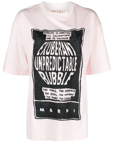 Marni T-shirt en coton à slogan imprimé - Blanc
