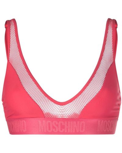 Moschino Top de bikini con banda del logo - Rosa