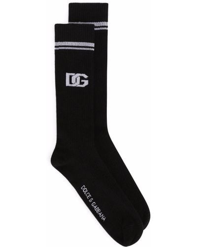 Dolce & Gabbana Cotton-blend Logo Socks - Black