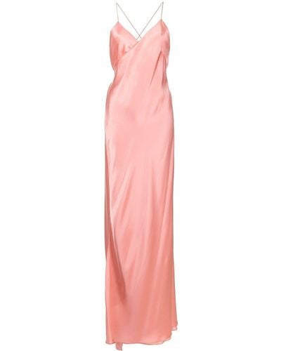 Michelle Mason Cross-strap Silk Wrap Gown - Orange