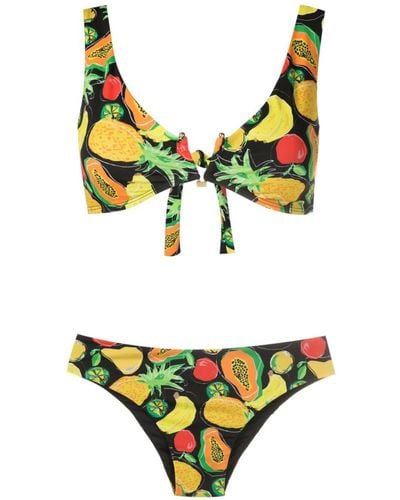 Amir Slama Bikini mit Früchte-Print - Gelb