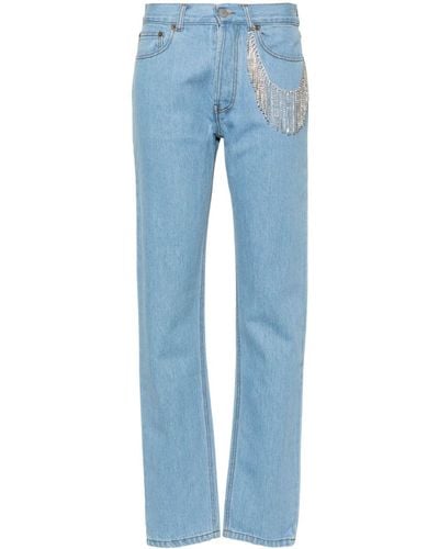 Forte Crystal-embellished Straight Leg Jeans - Blue