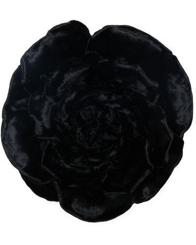 Saint Laurent Rose-applique Detail Brooch - Black