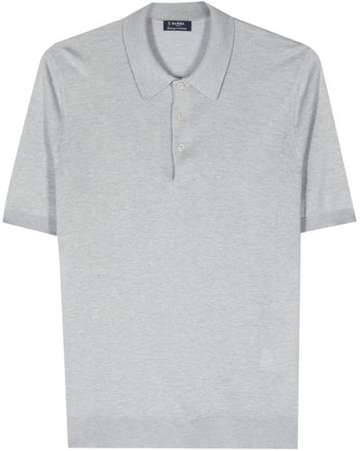 Barba Napoli Short-sleeve Silk Polo Shirt - Gray