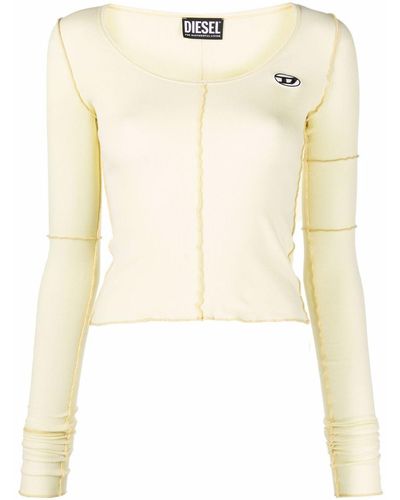 DIESEL Ribbed Logo-patch Detail Top - Yellow