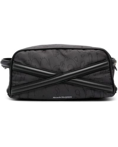 Alexander McQueen Cross-strap Logo-print Wash Bag - Black