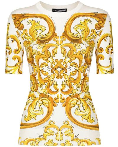 Dolce & Gabbana Majolica Knitted Jumper - Yellow