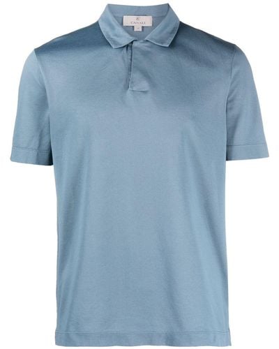 Canali Short-sleeve Cotton Polo Shirt - Blue