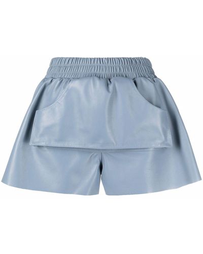 The Mannei Pouch-pocket Leather Shorts - Blue