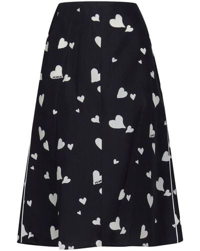 Marni Heart Print High-waisted Skirt - Black