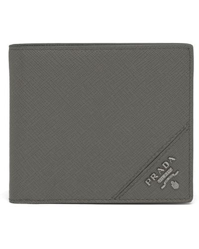 Prada Saffiano Leather Folding Wallet - Gray