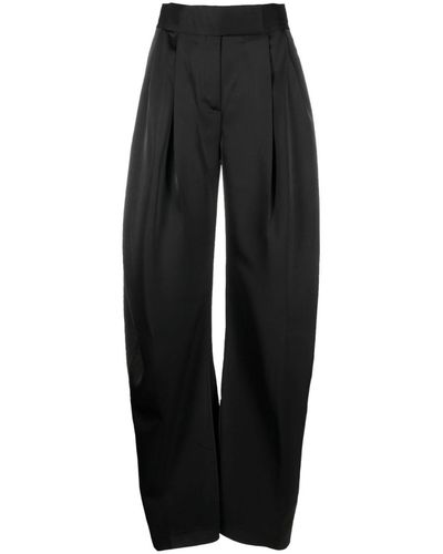 The Attico Pantalon de tailleur en satin à coupe ample - Noir